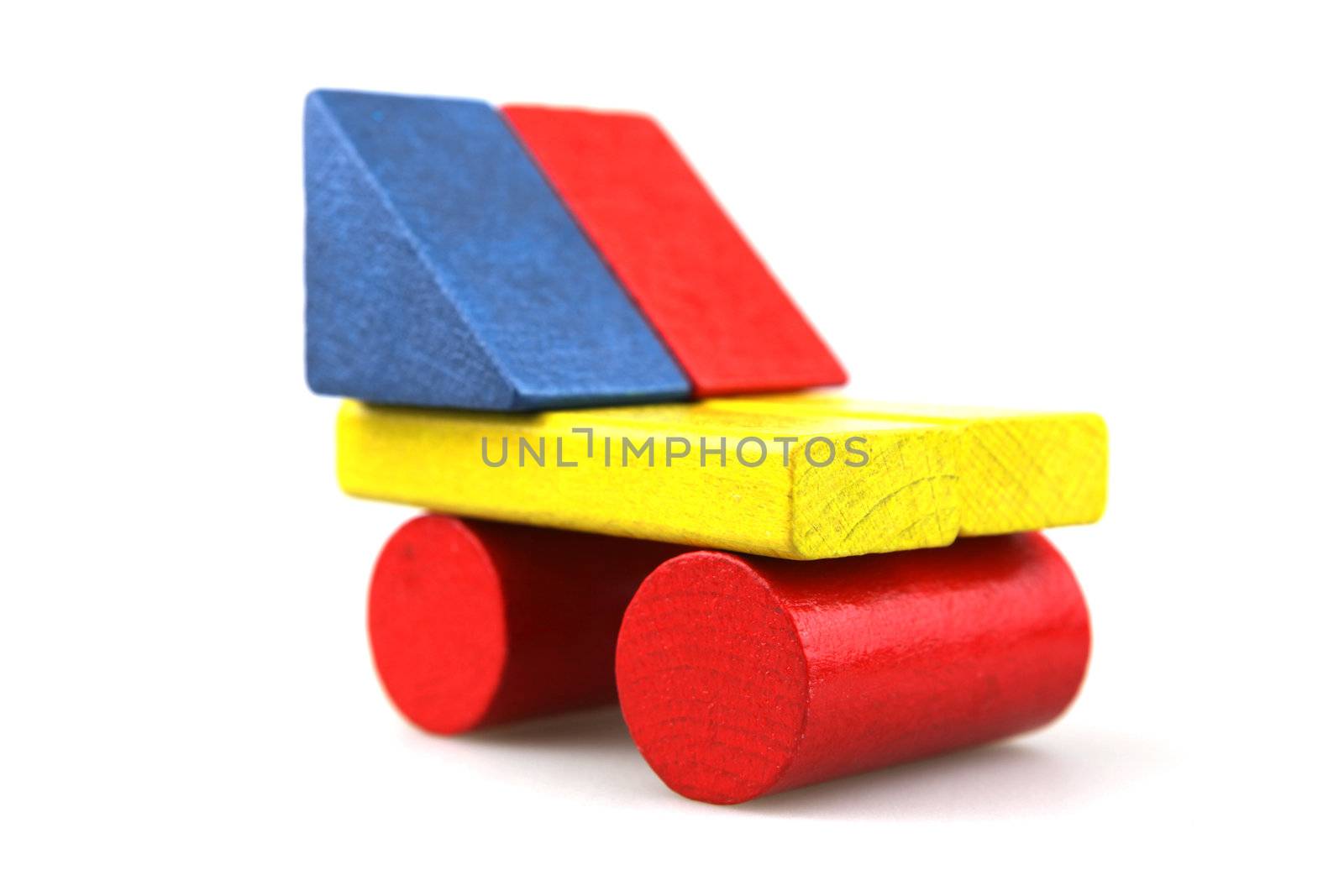 Wooden building blocks isolated on white background