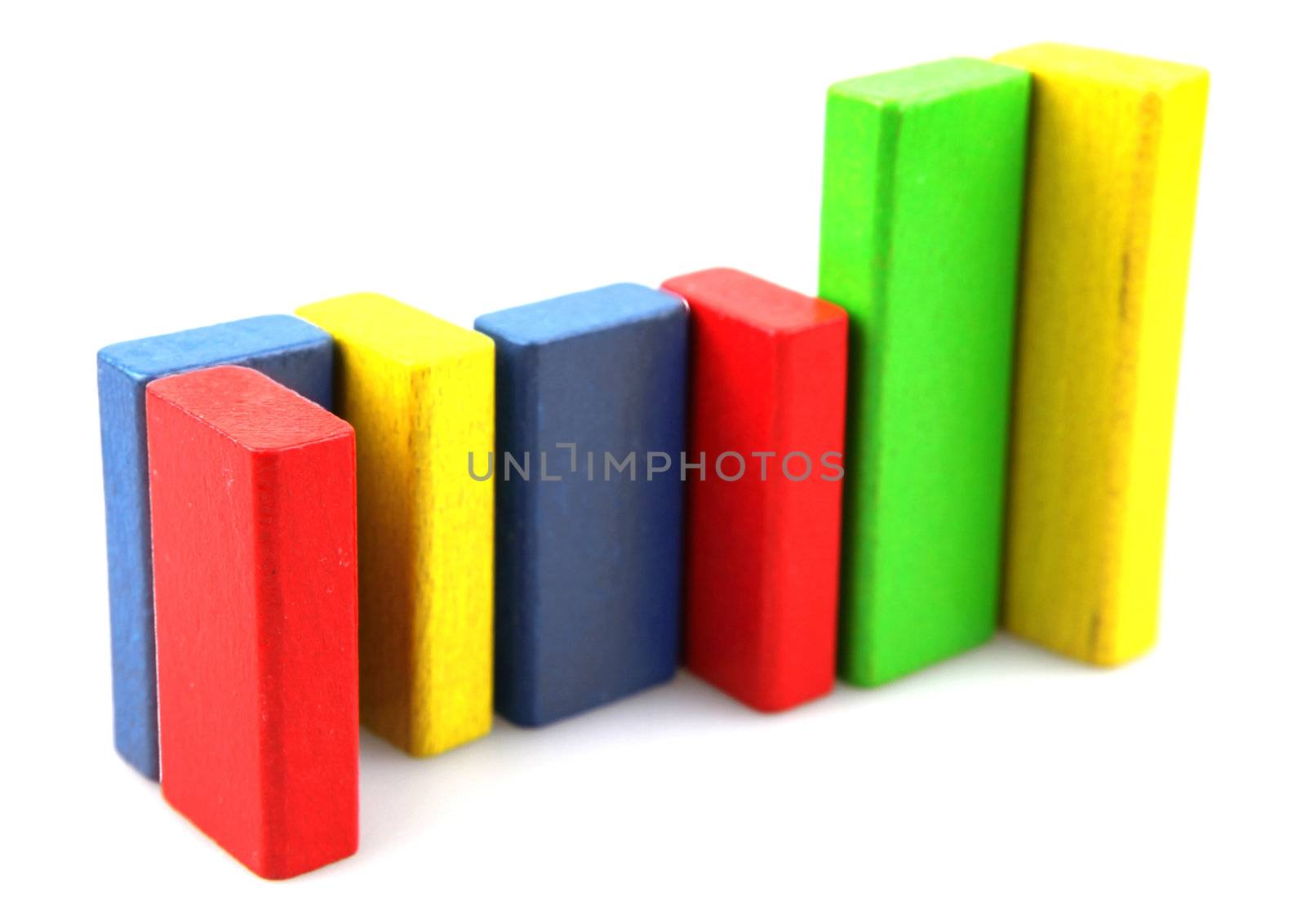 Wooden building blocks isolated on white background