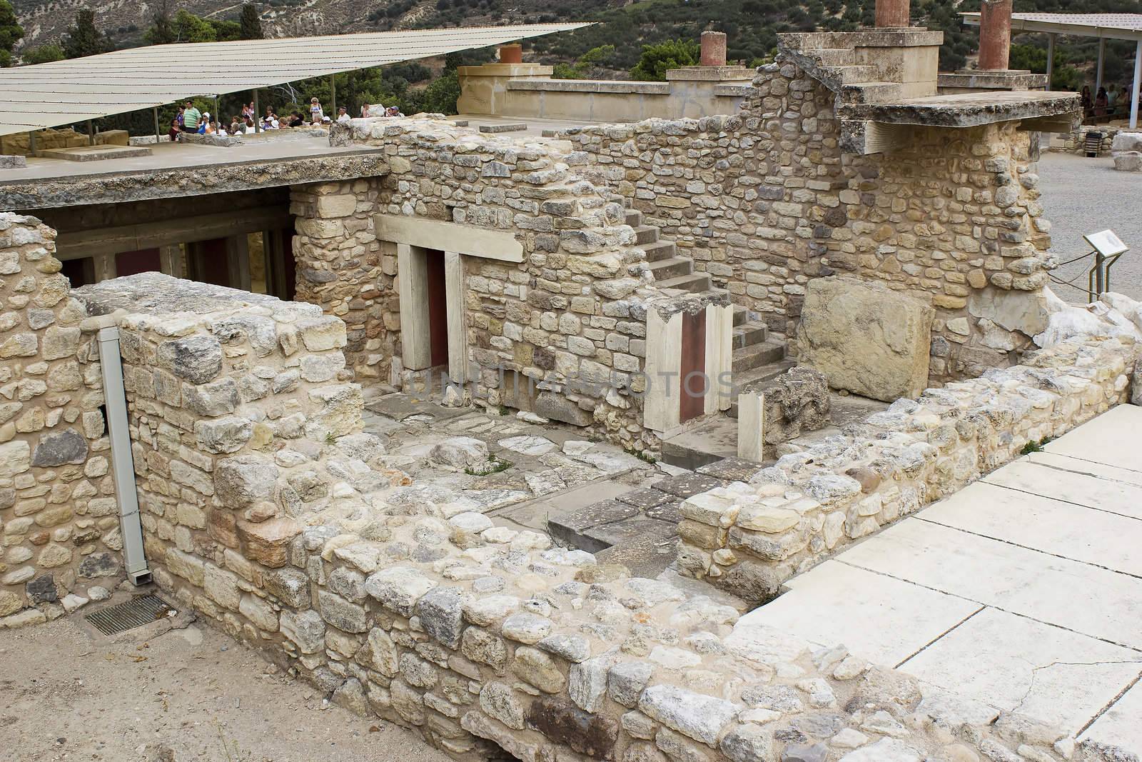 Greece Knossos Palace, is the largest Bronze Age archaeological site on Crete and the ceremonial and political centre of the Minoan civilization and culture.
