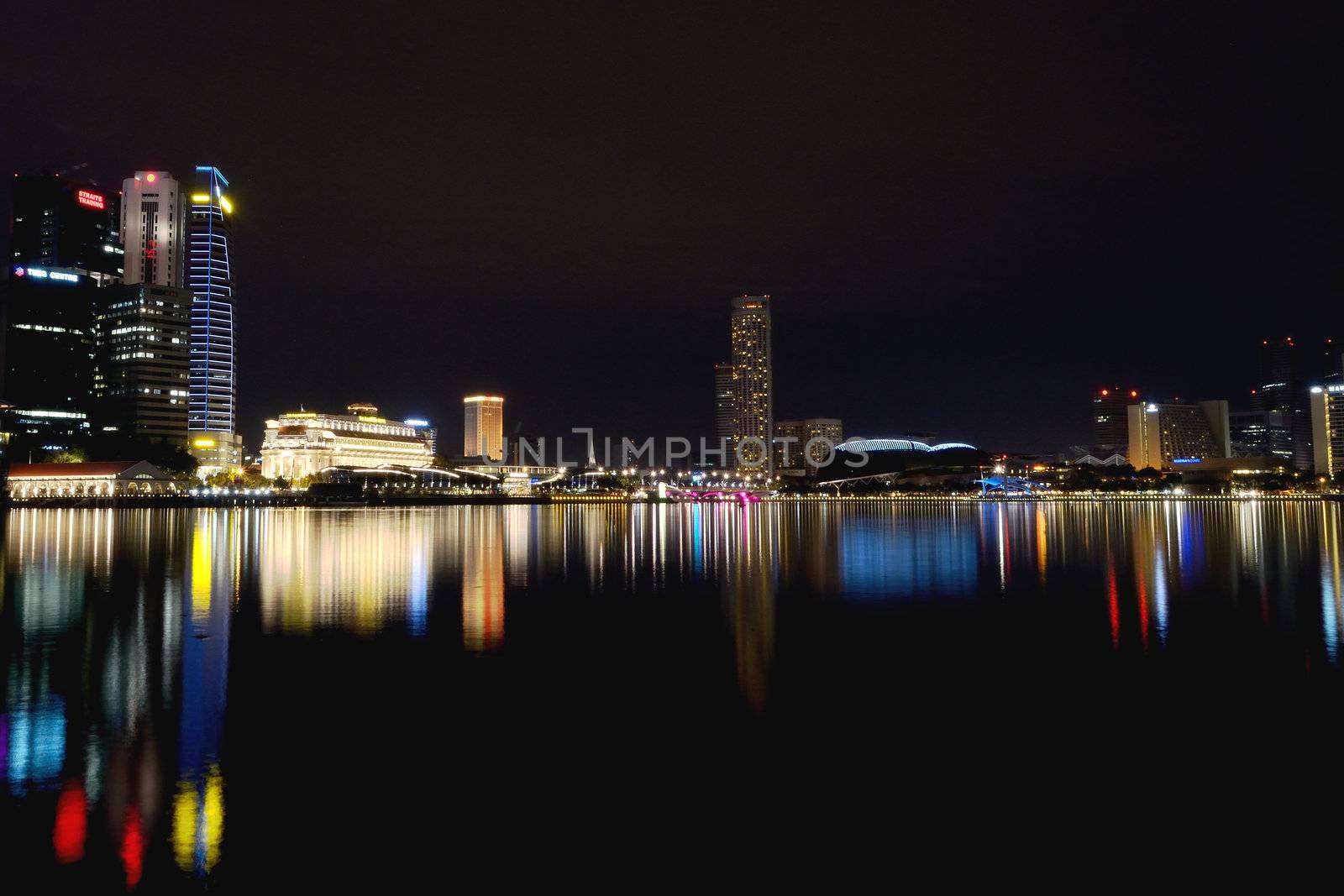 a night scence of singapore CBD