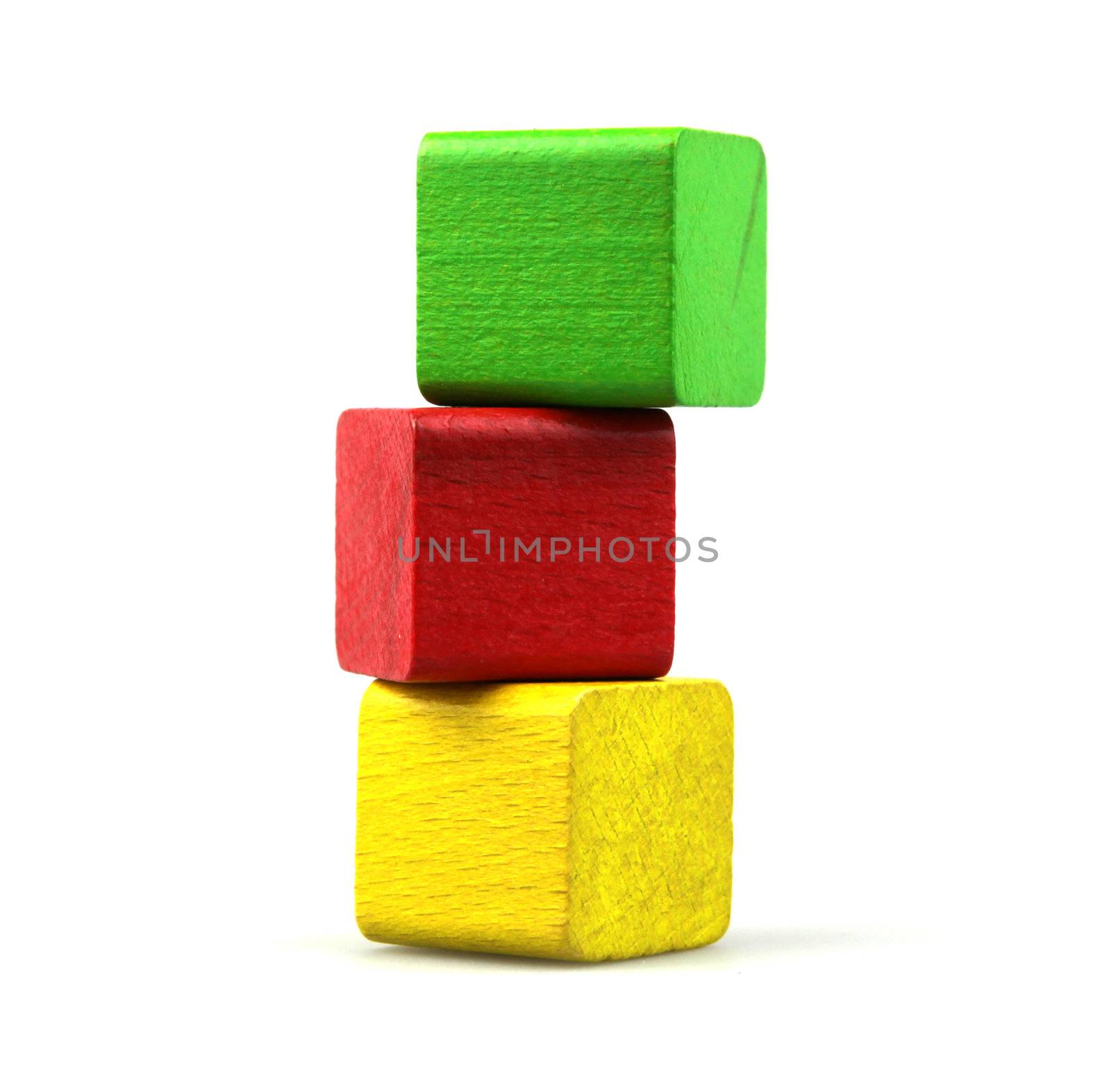 Wooden building blocks isolated on white background
