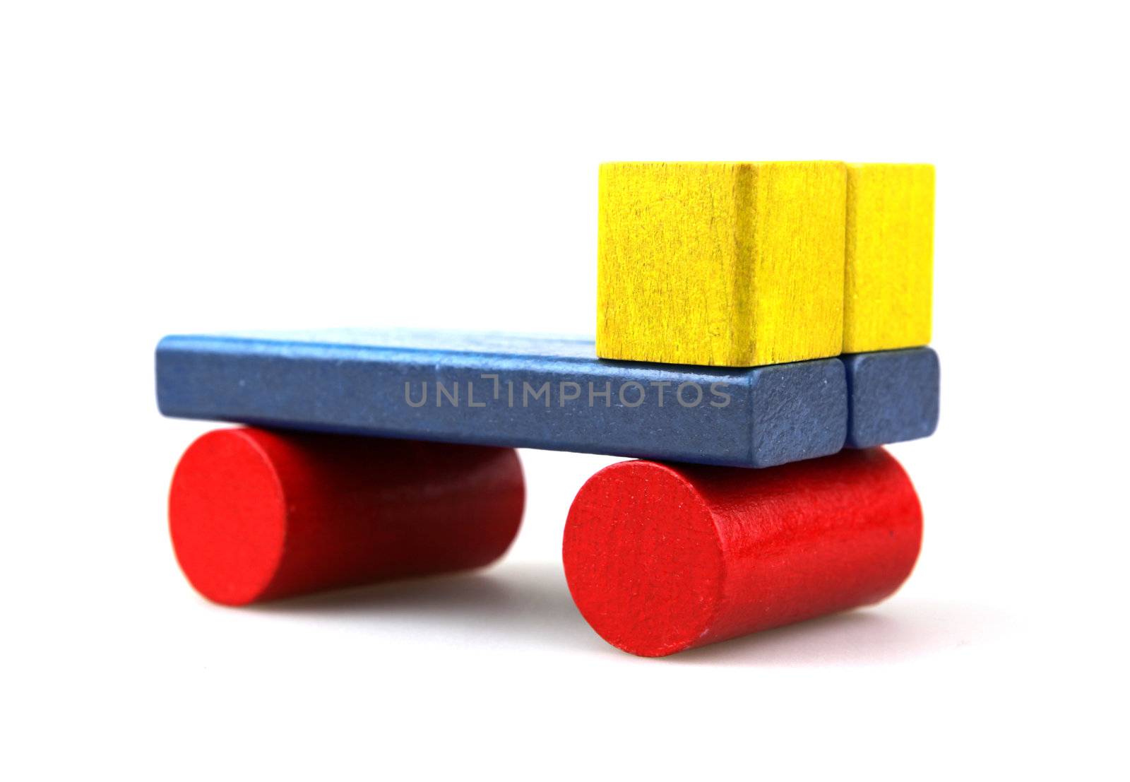 Wooden building blocks isolated on white background