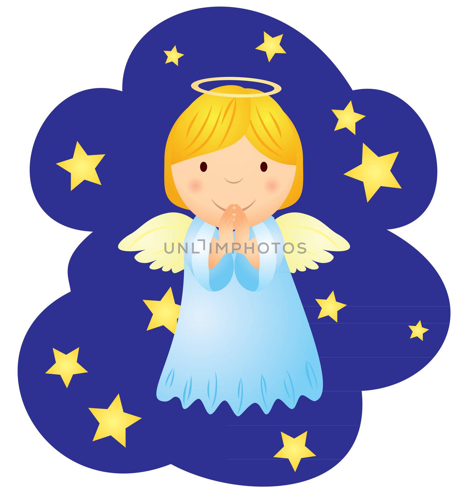 vector christmas angel in the night sky by CherJu