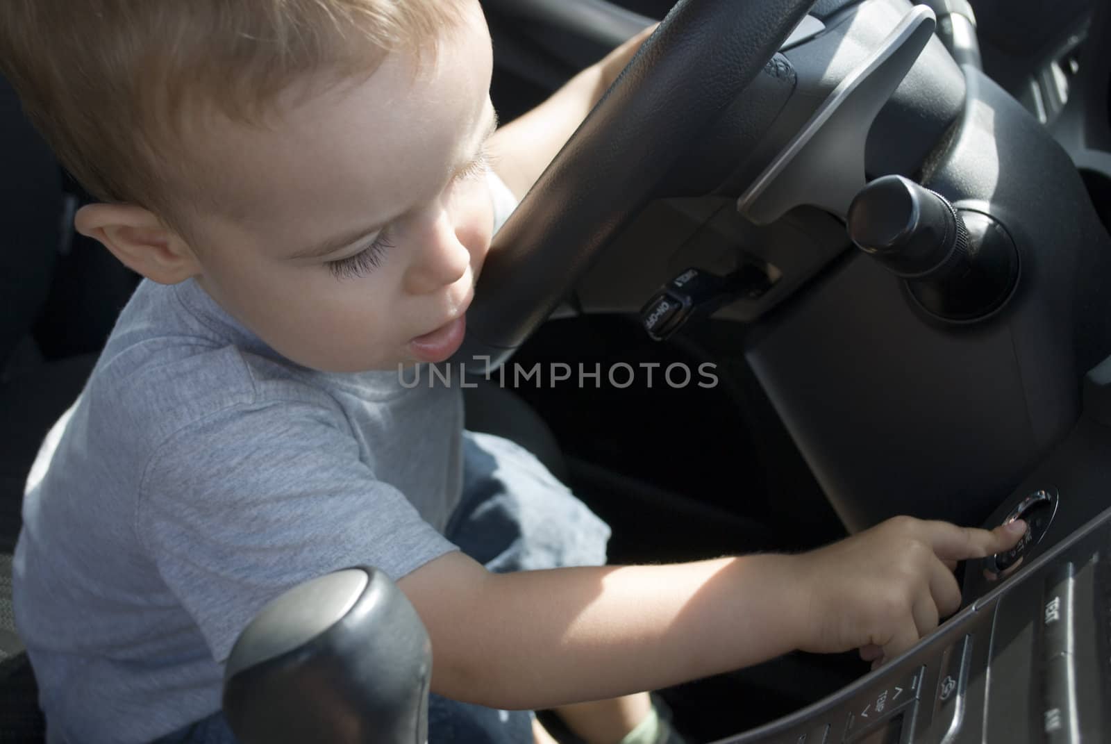 Little child at the wheel