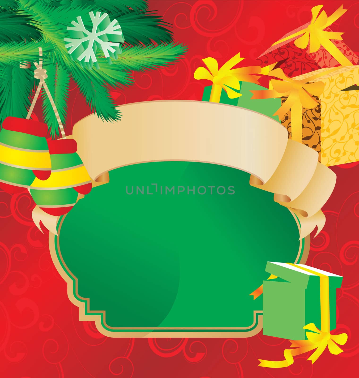 christmas scroll vintage vector illustration