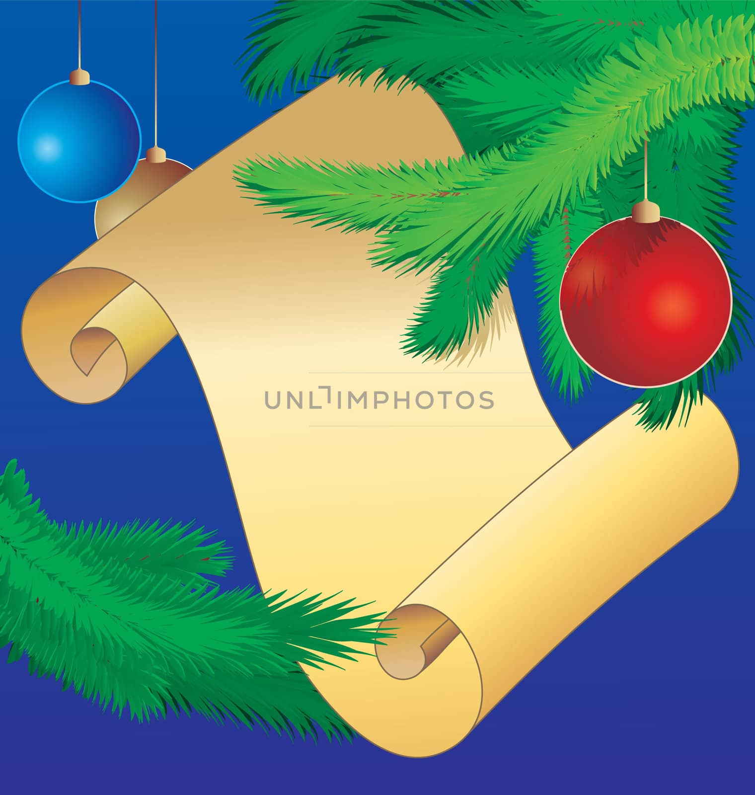 christmas scroll vintage illustration