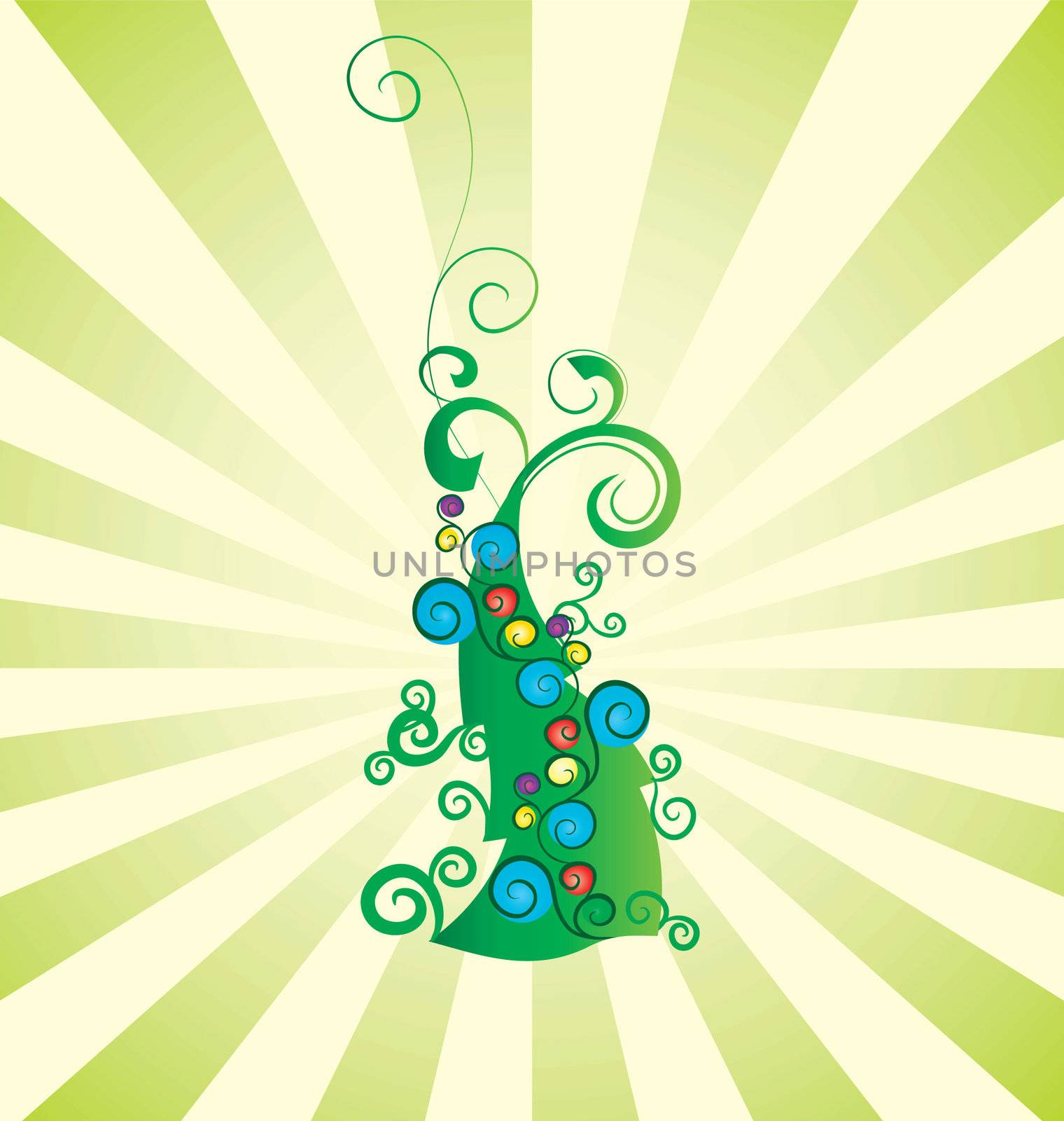 vintage christmas tree vector illustration by CherJu