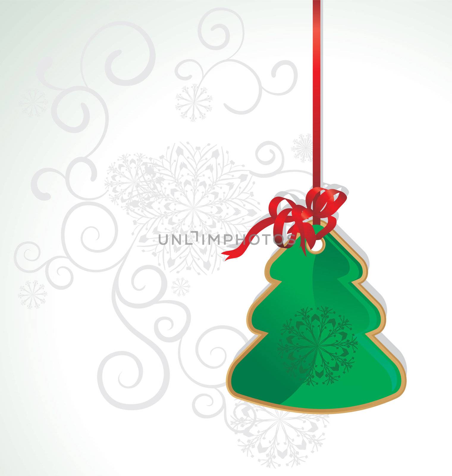 vector christmas tree with red ribbon illustration