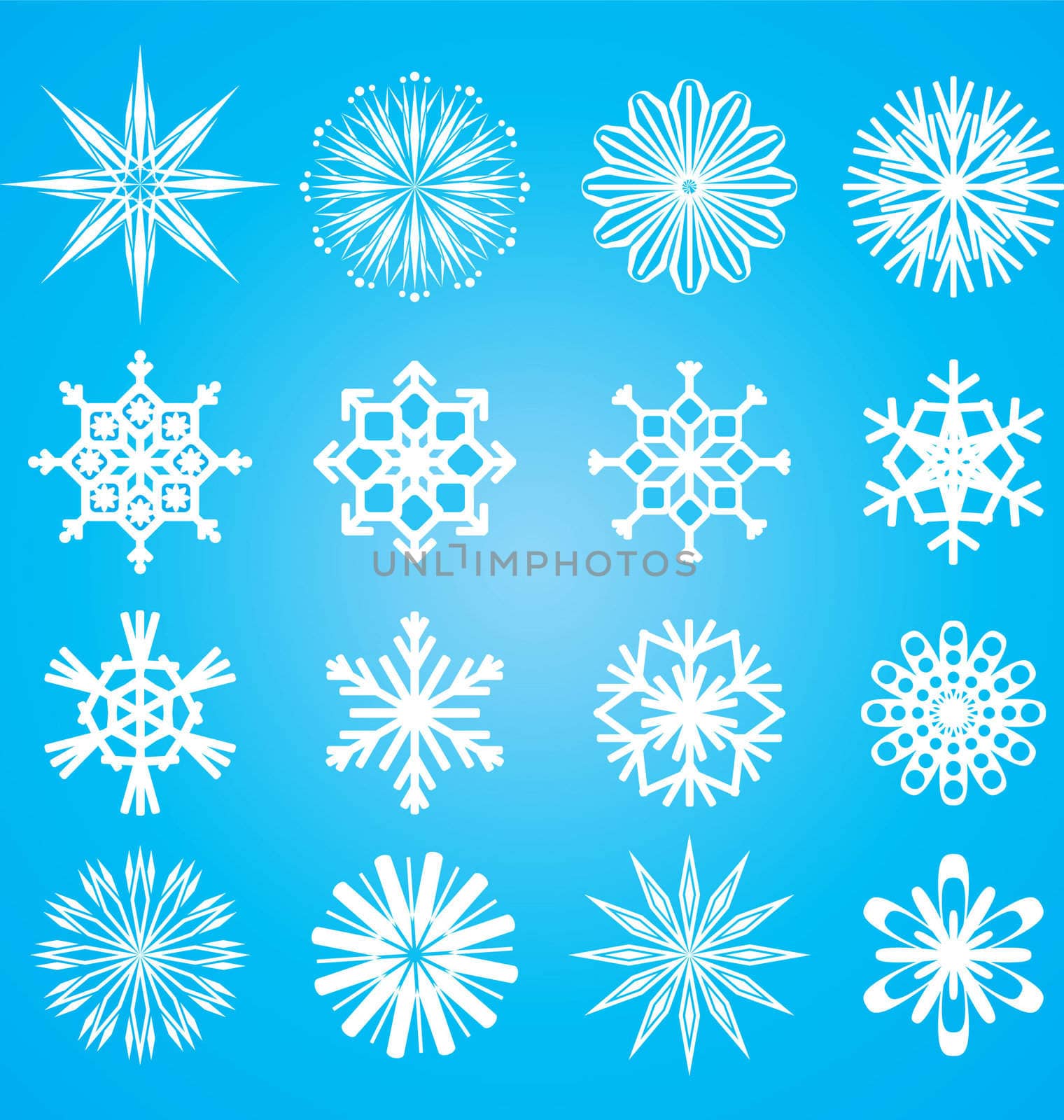 vector snowflakes set on blue background