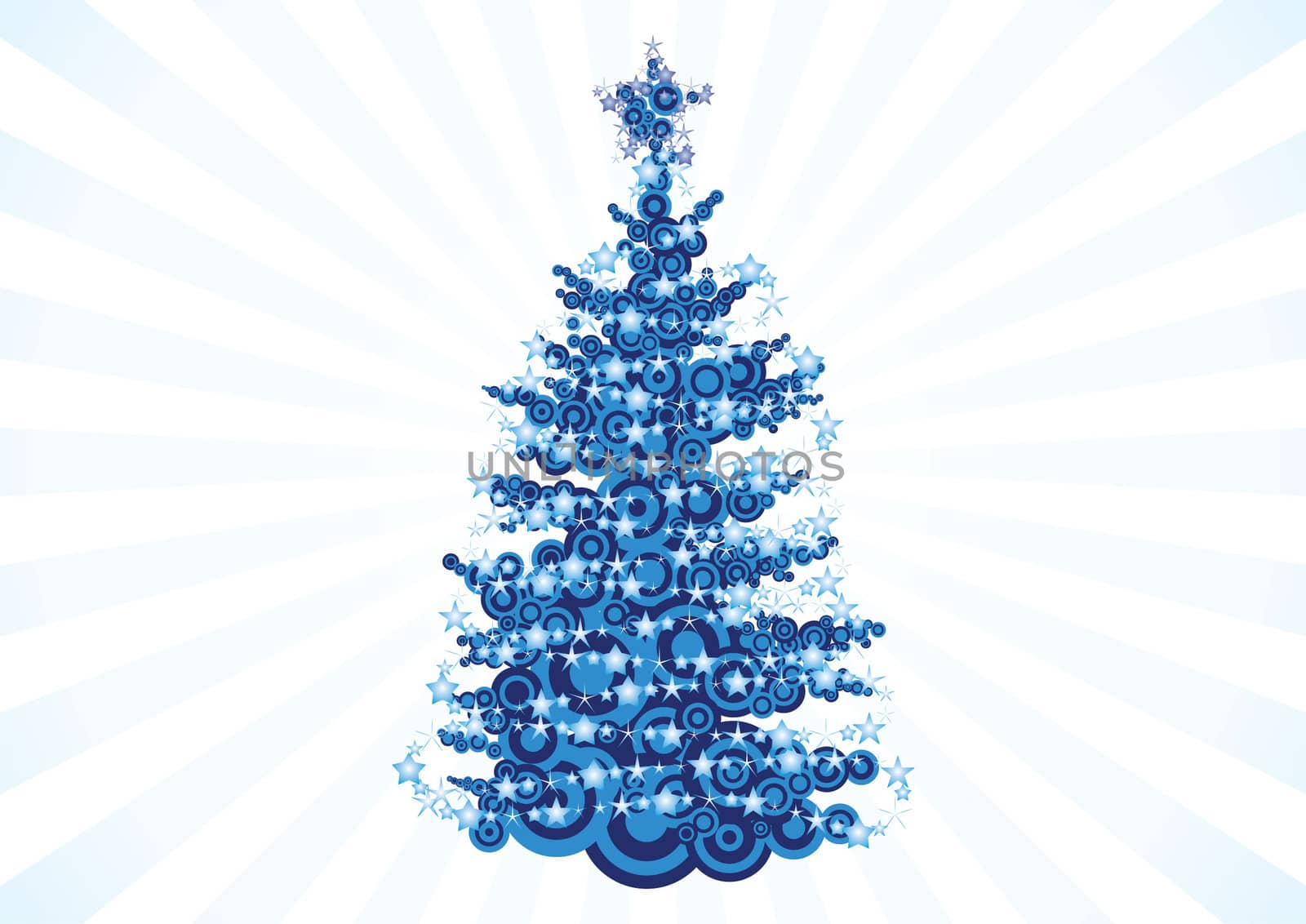 christmas tree over white 