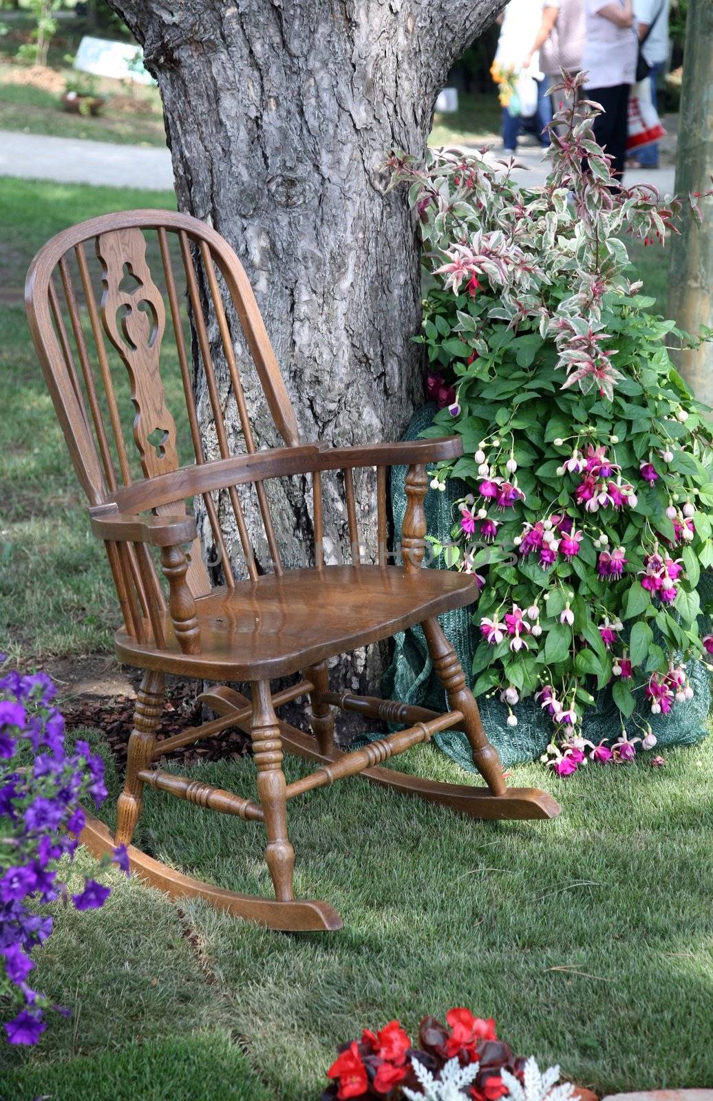 Rocking chair and flowers