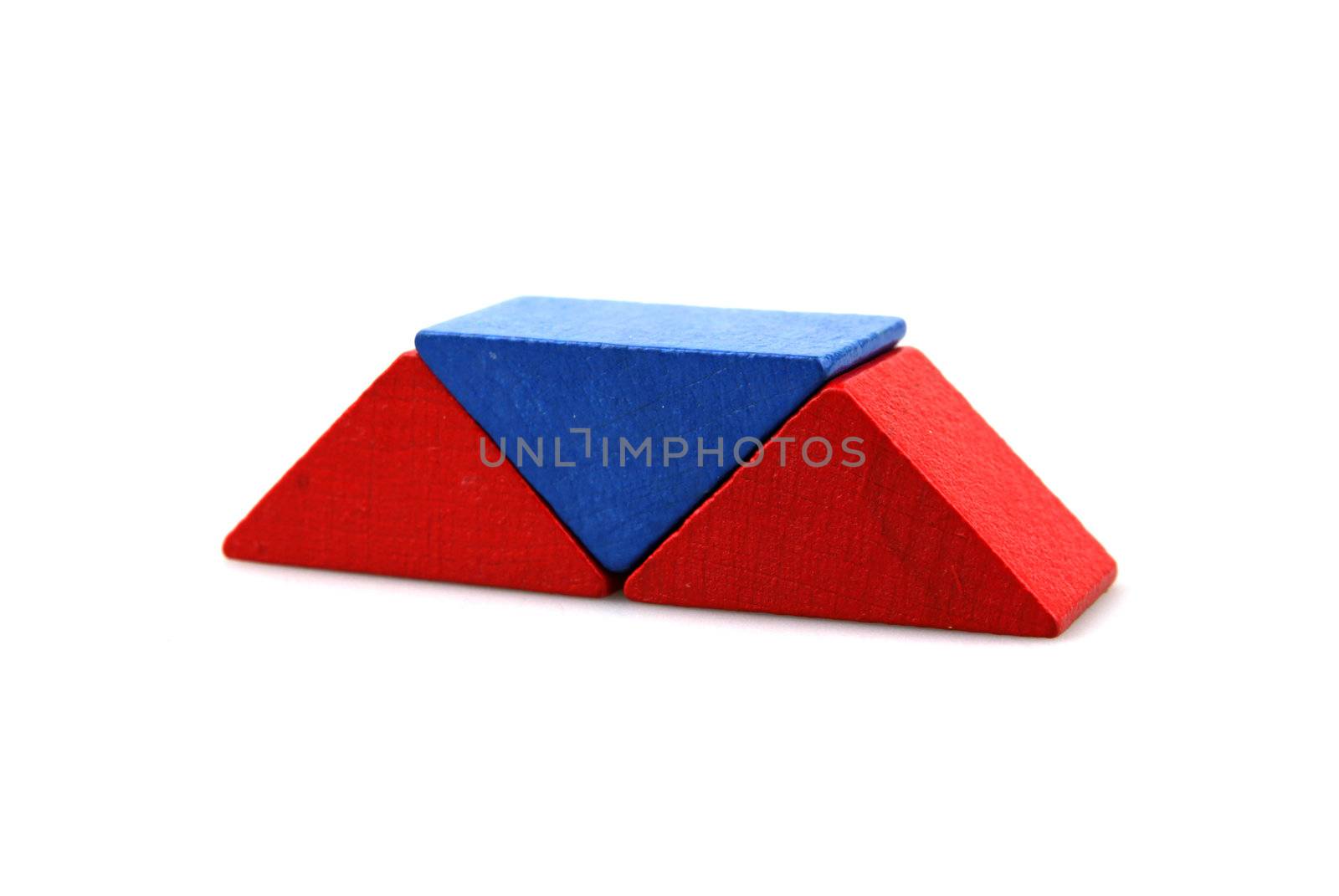 Wooden building blocks isolated on white background