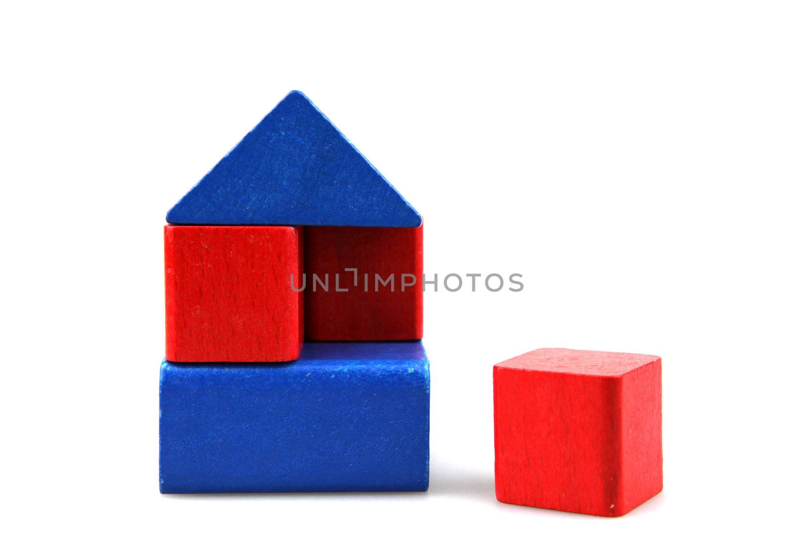 Wooden building blocks isolated on white background