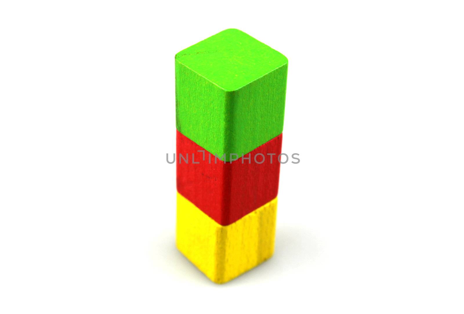 Wooden building blocks isolated on white background