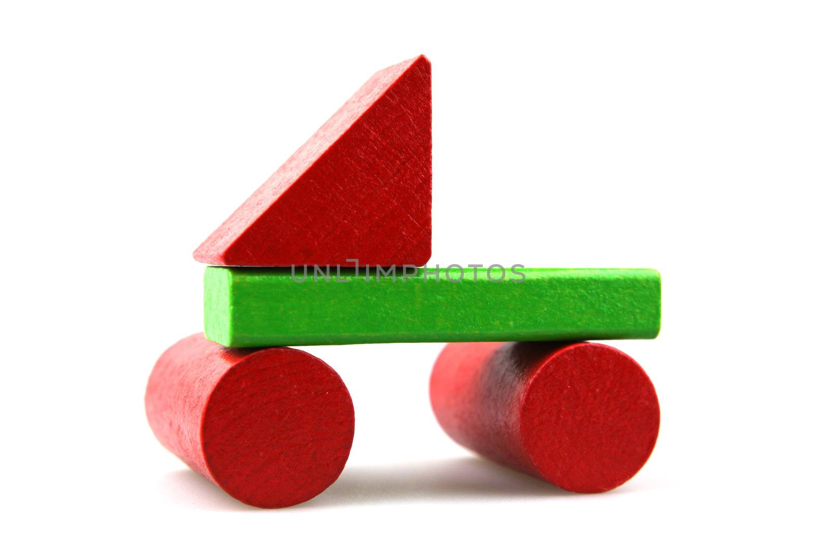 Wooden building blocks isolated on white background