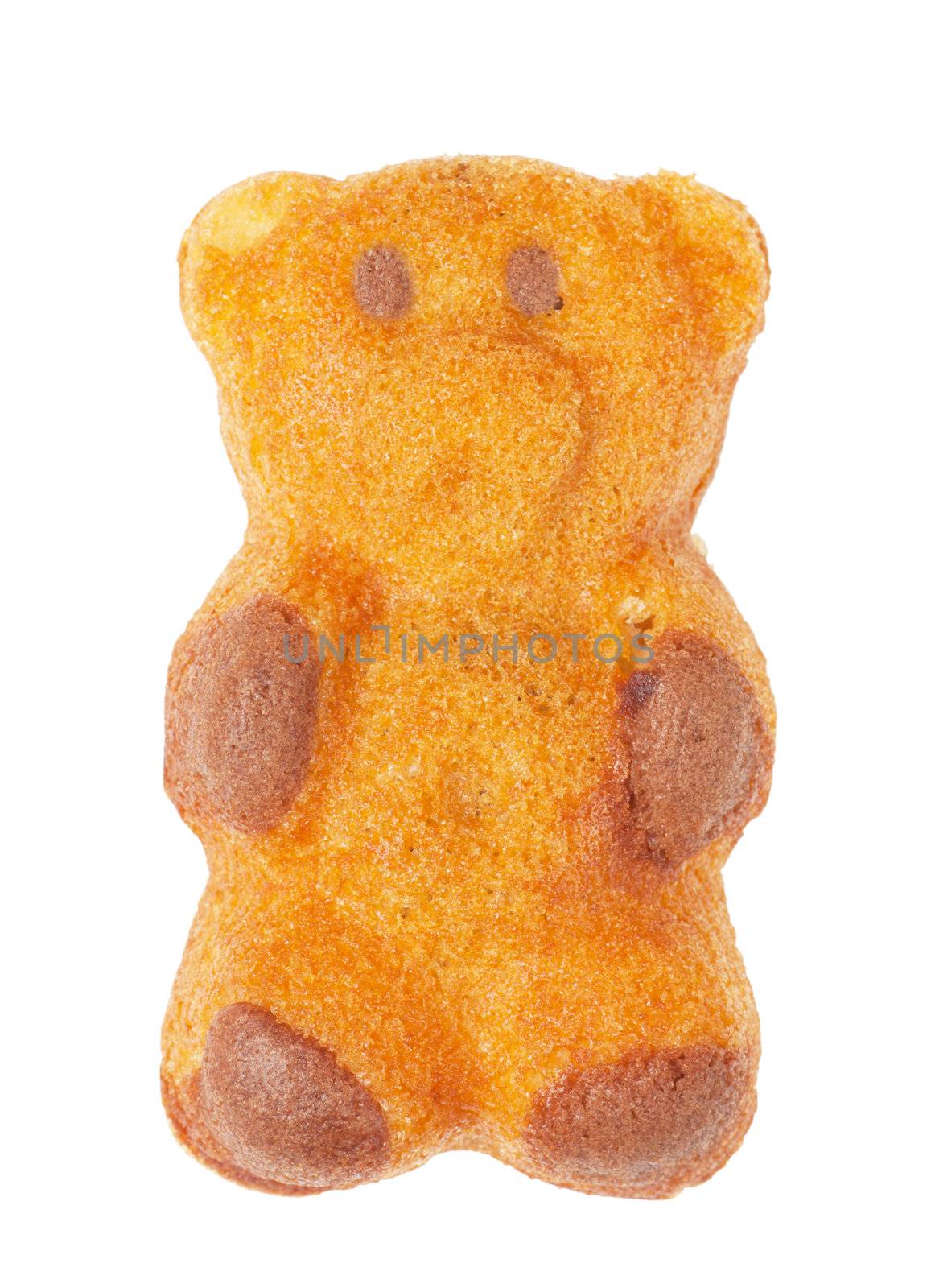 Bear-shaped cookie isolated over white background