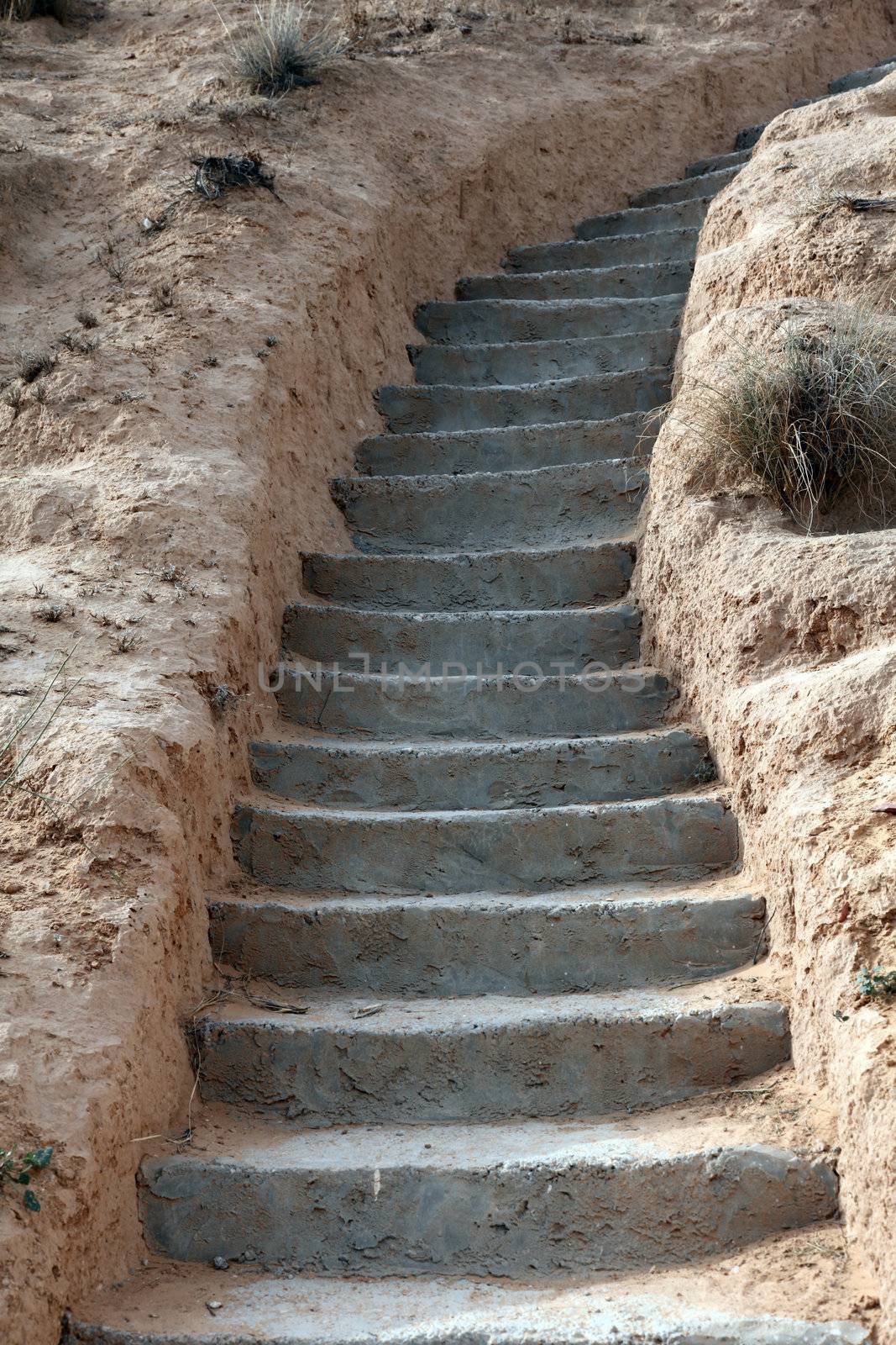 Stone stairs in residential caves of troglodyte in Matmata, Tunisia, Africa