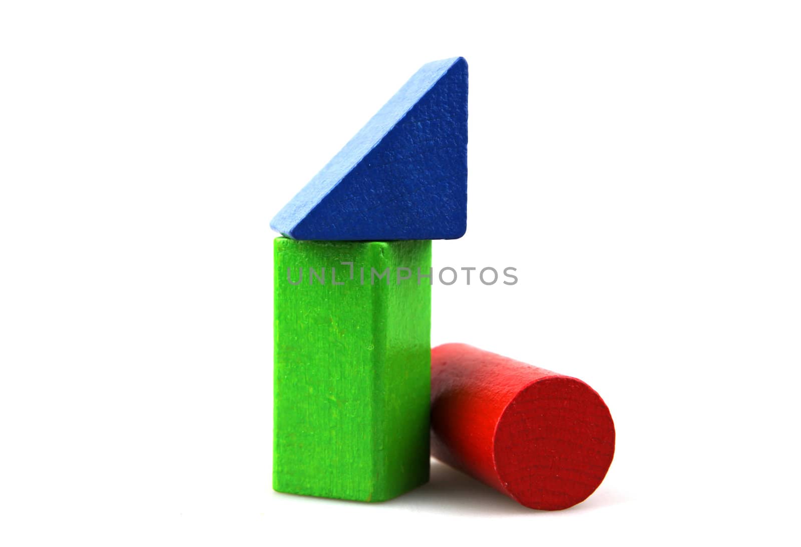 Wooden building blocks isolated on white background