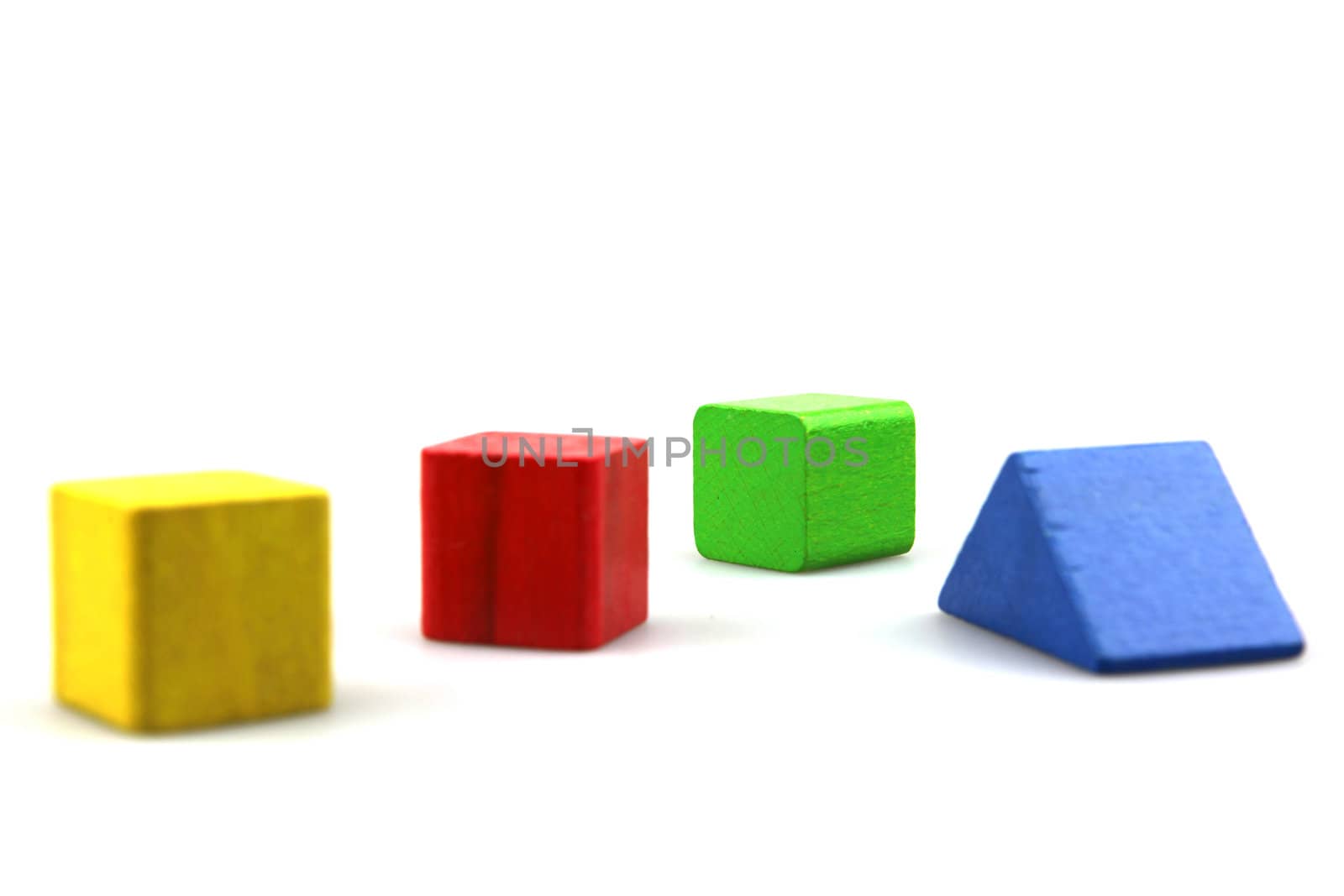 Wooden building blocks isolated on white background