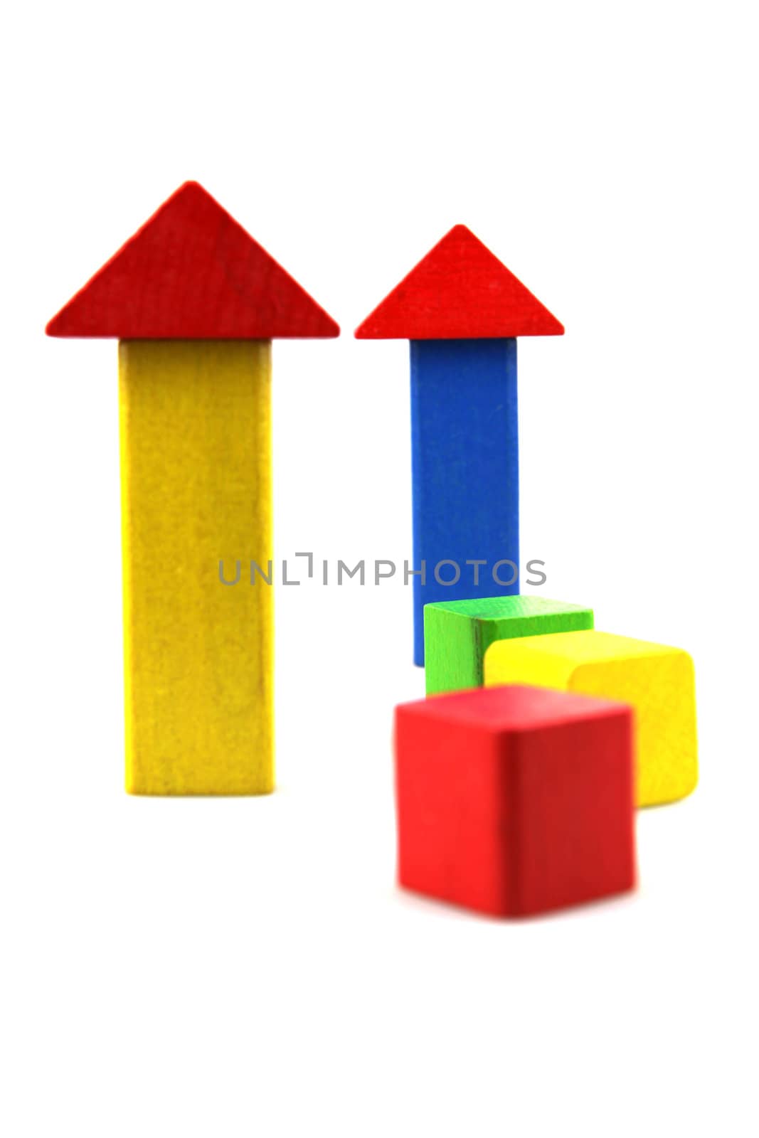 Wooden building blocks isolated on white background