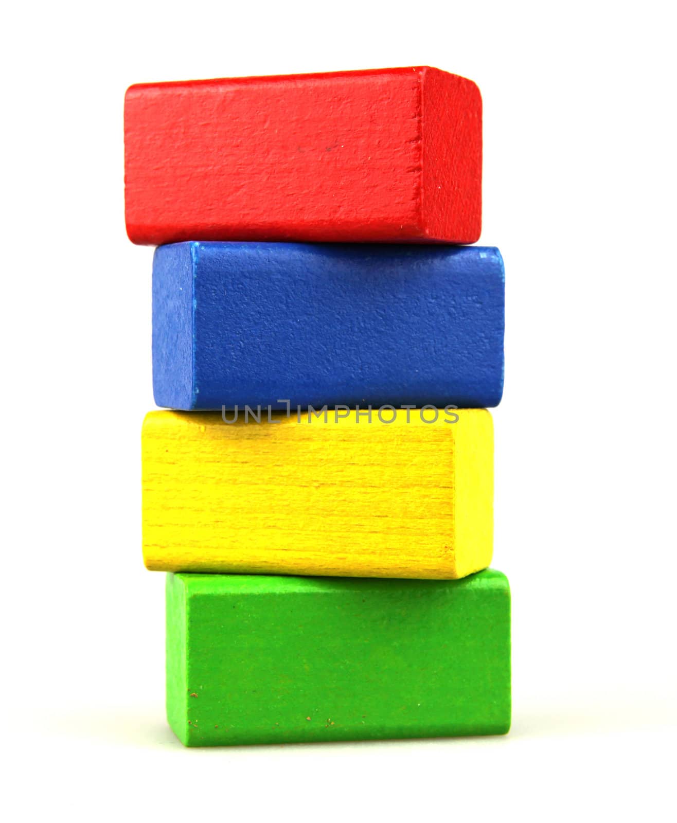 Wooden building blocks isolated on white background