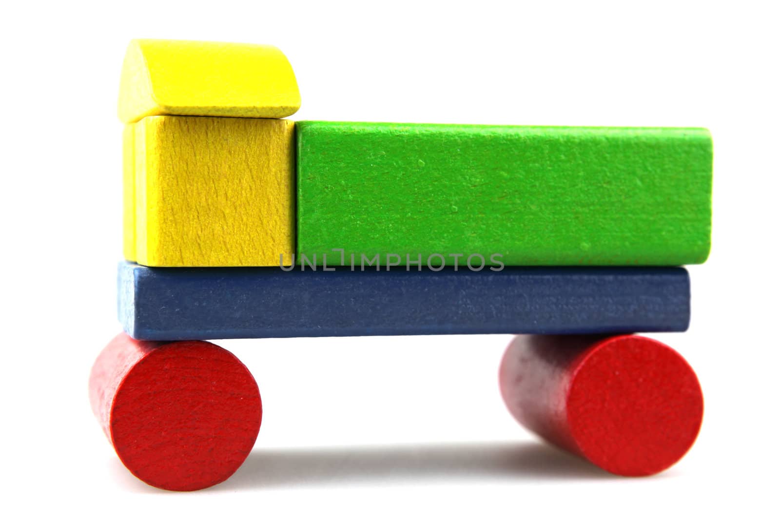 Wooden building blocks isolated on white background
