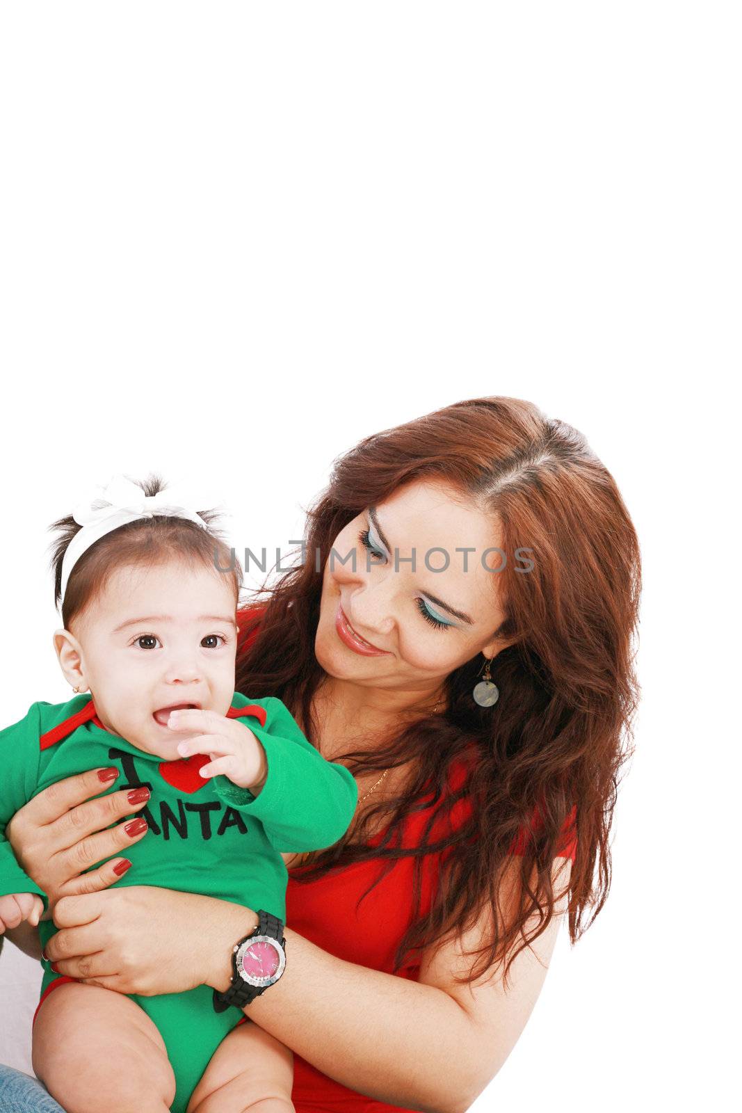 Mother and daughter on first christmas together