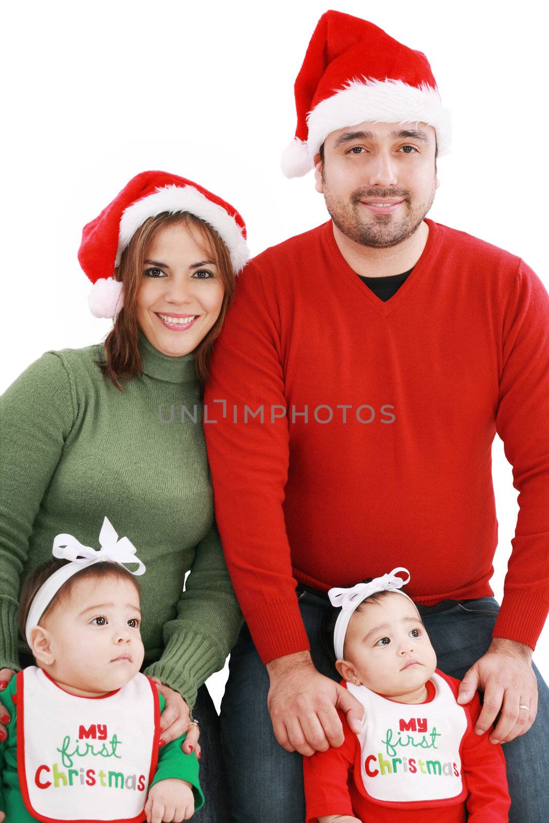 Happy family in Christmas costumes by dacasdo