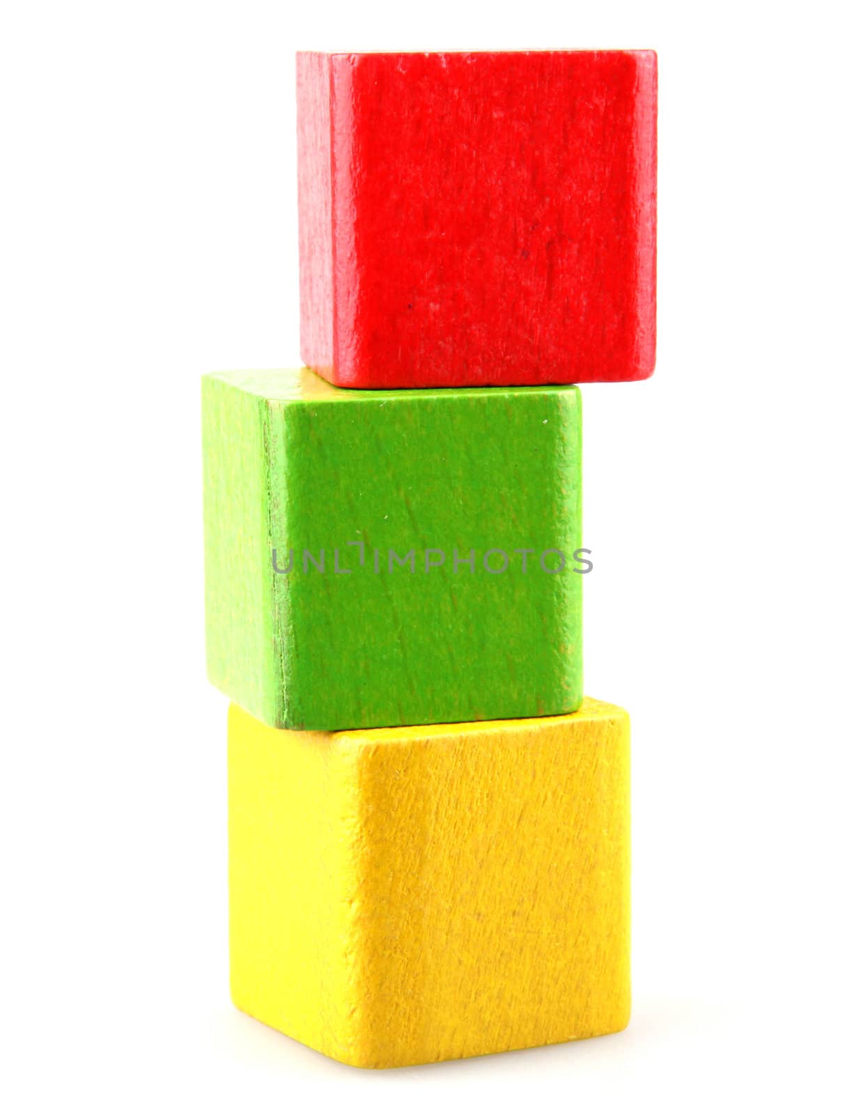 Wooden building blocks isolated on white background