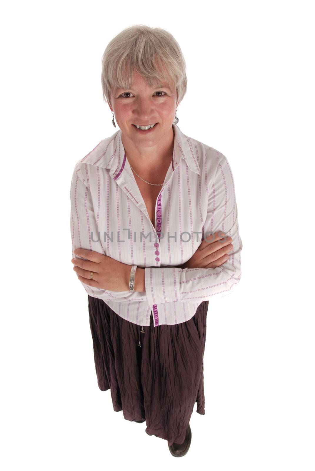 Senior Businesswoman  with Arms Foldedon a White Background