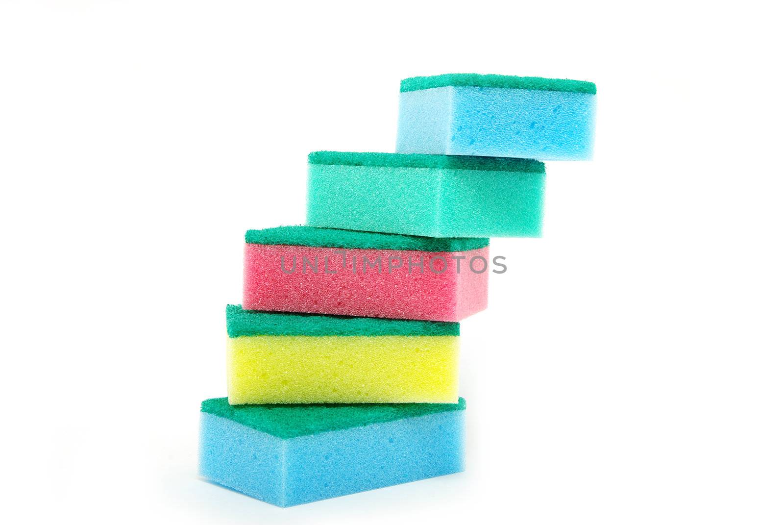 kitchen sponges isolated on a white background