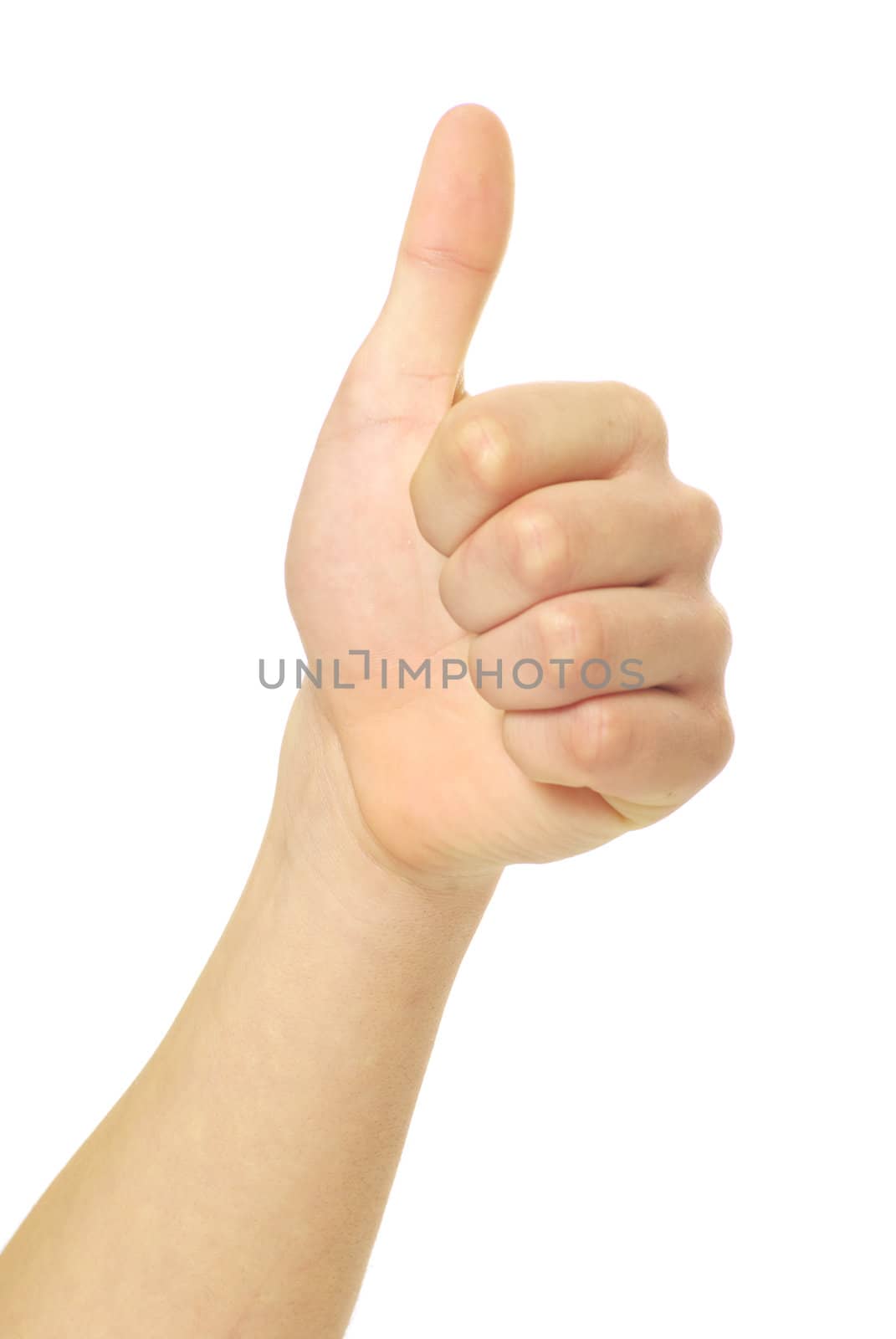 success hand sign isolated on white