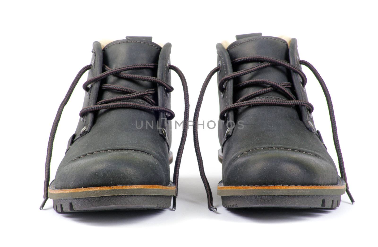 man's black shoes isolated on white background 