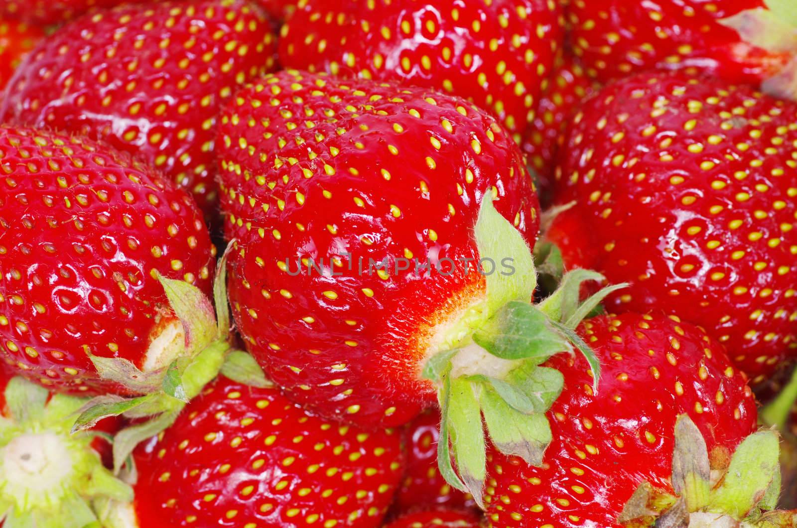 macro of a strawberry texture