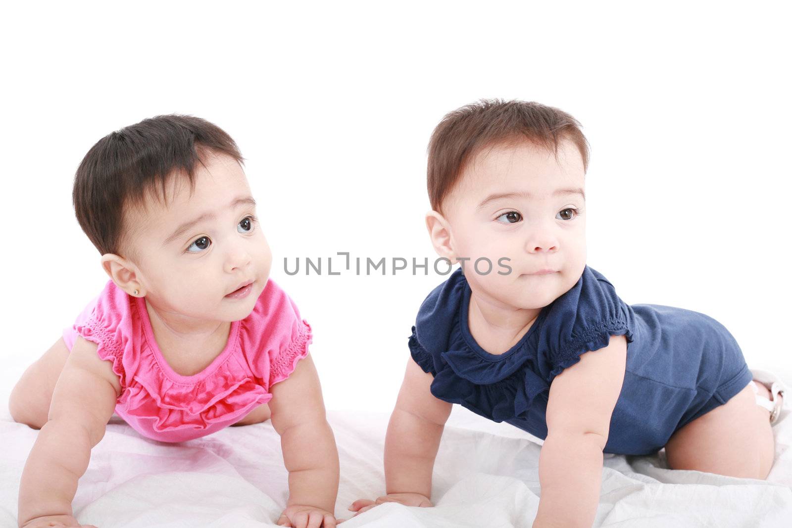 Two twin babies, girls