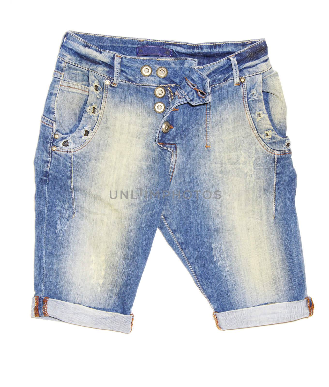 Blue jeans shorts isolated on the white background