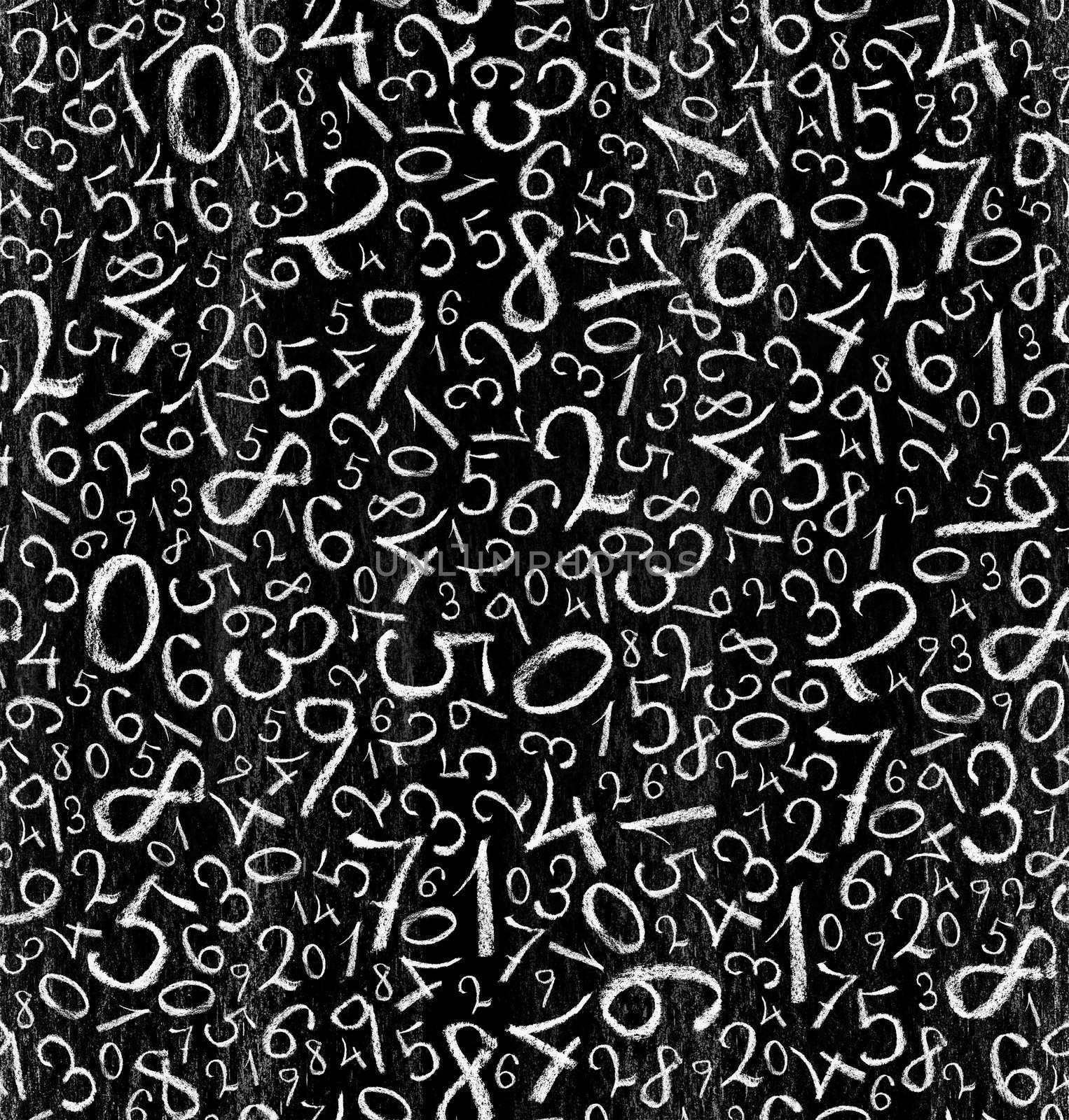 Seamless pattern: simple numbers on blackboard background