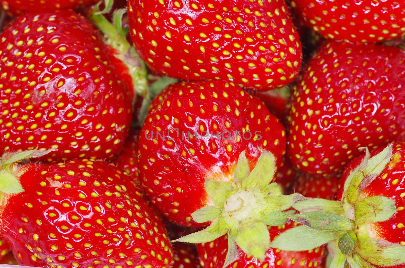 macro of a strawberry texture