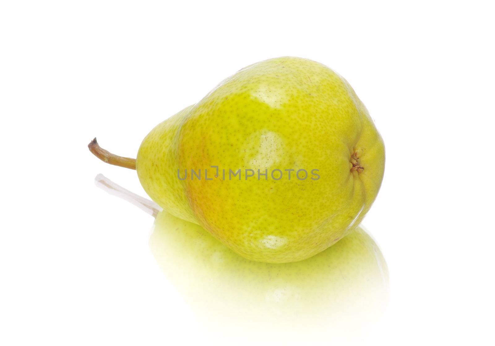 ripe fresh green pear isolated on white