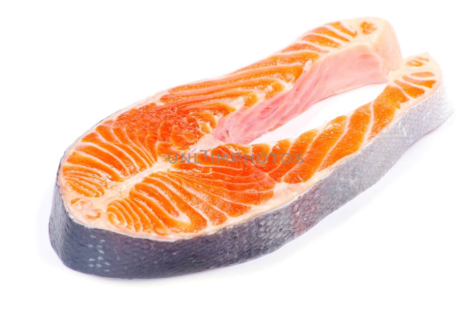 raw salmon fillet isolated on white