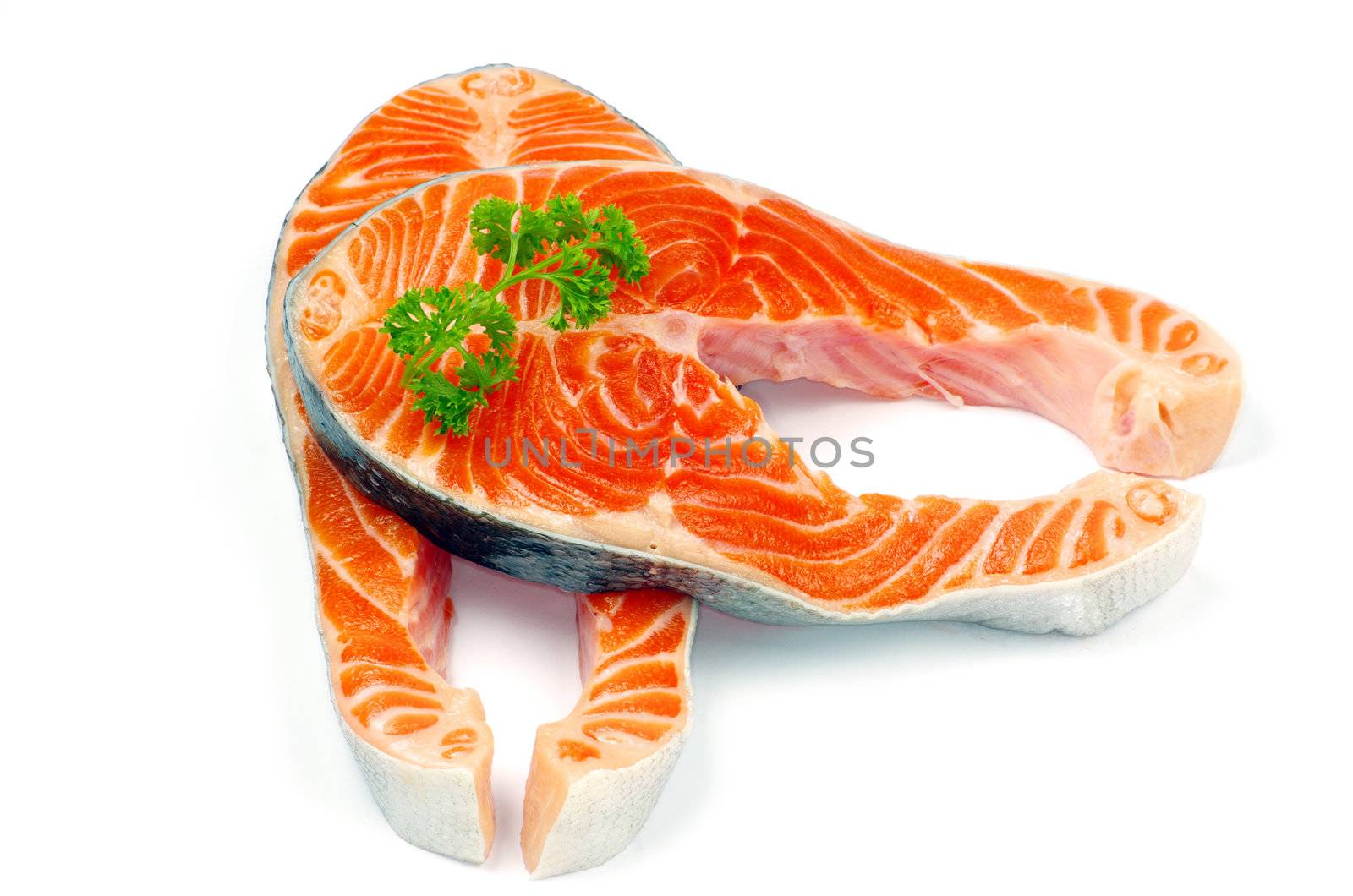 raw salmon fillet isolated on white