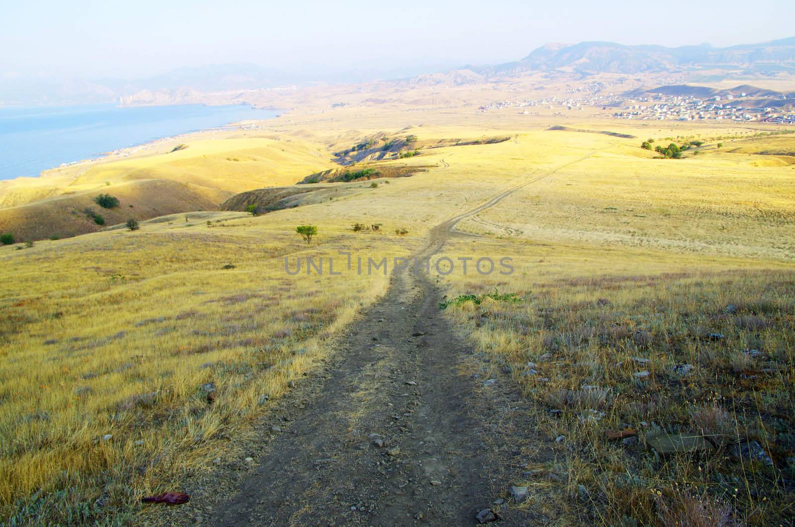 path on mountain in nice day