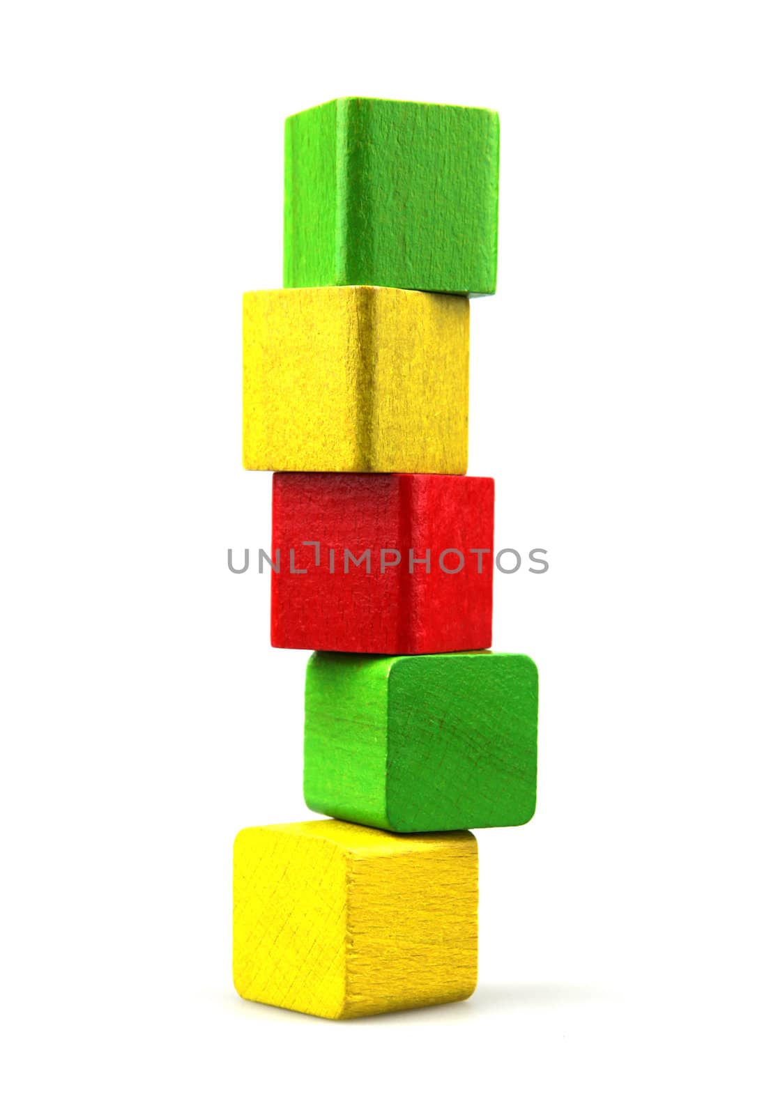 Wooden building blocks isolated on white background