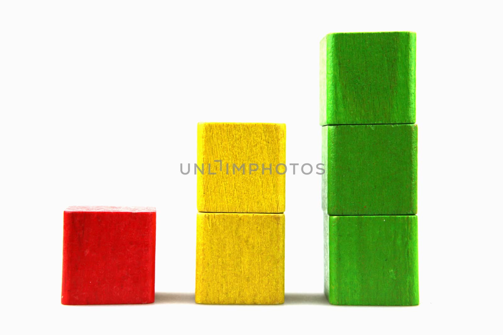 Wooden building blocks isolated on white background