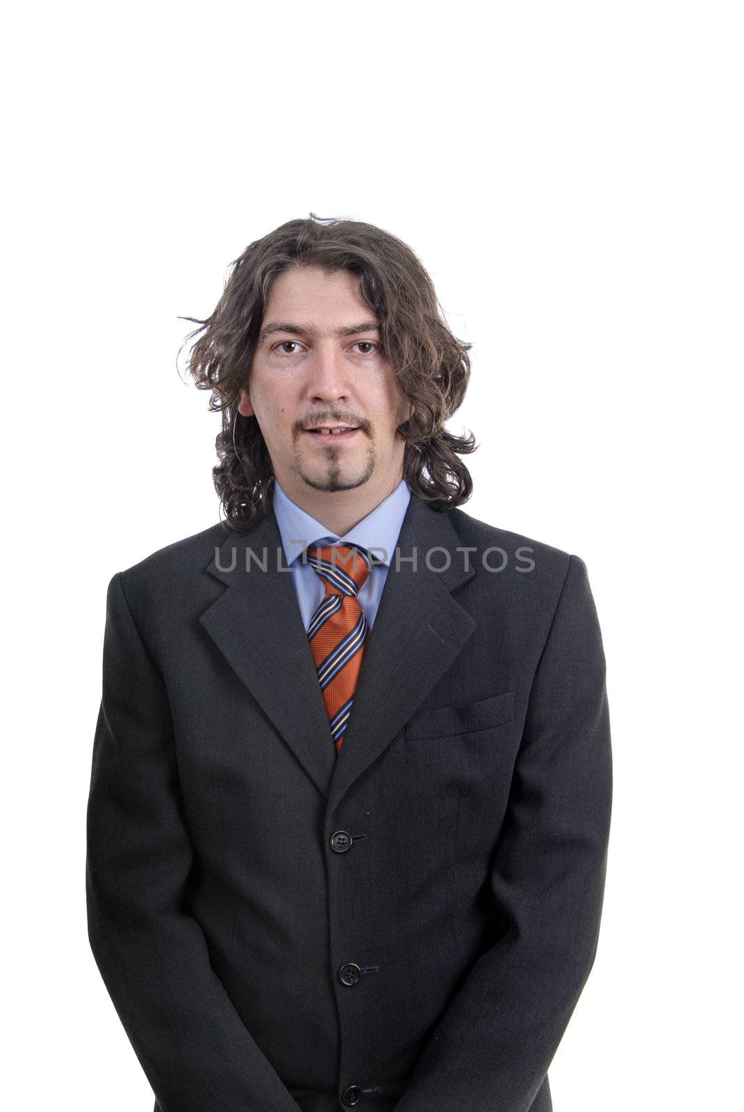 young business man standing on white background