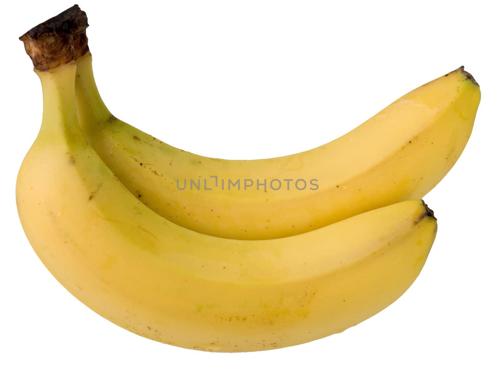 two ripe bananas with white at background