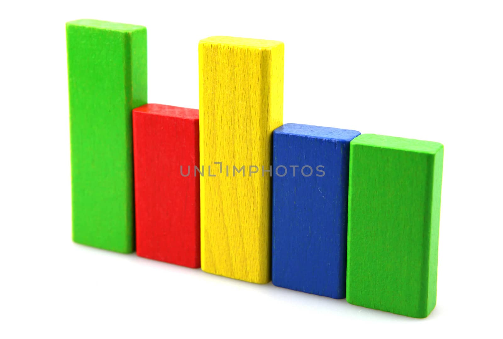 Wooden building blocks isolated on white background