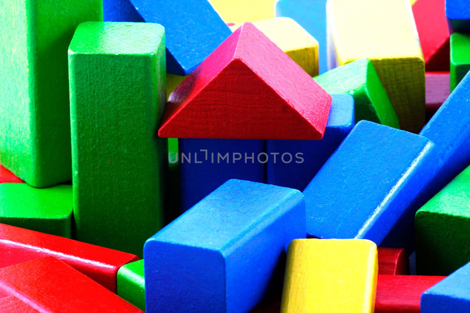 Wooden building blocks isolated on white background