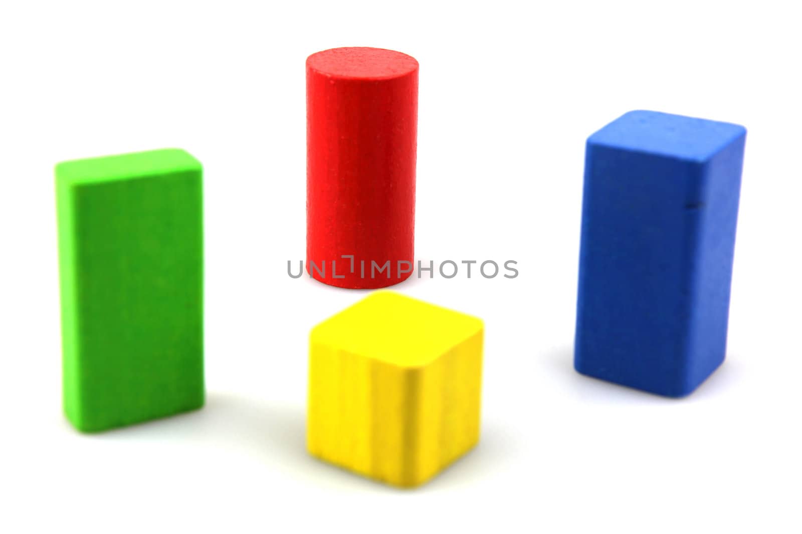 Wooden building blocks isolated on white background