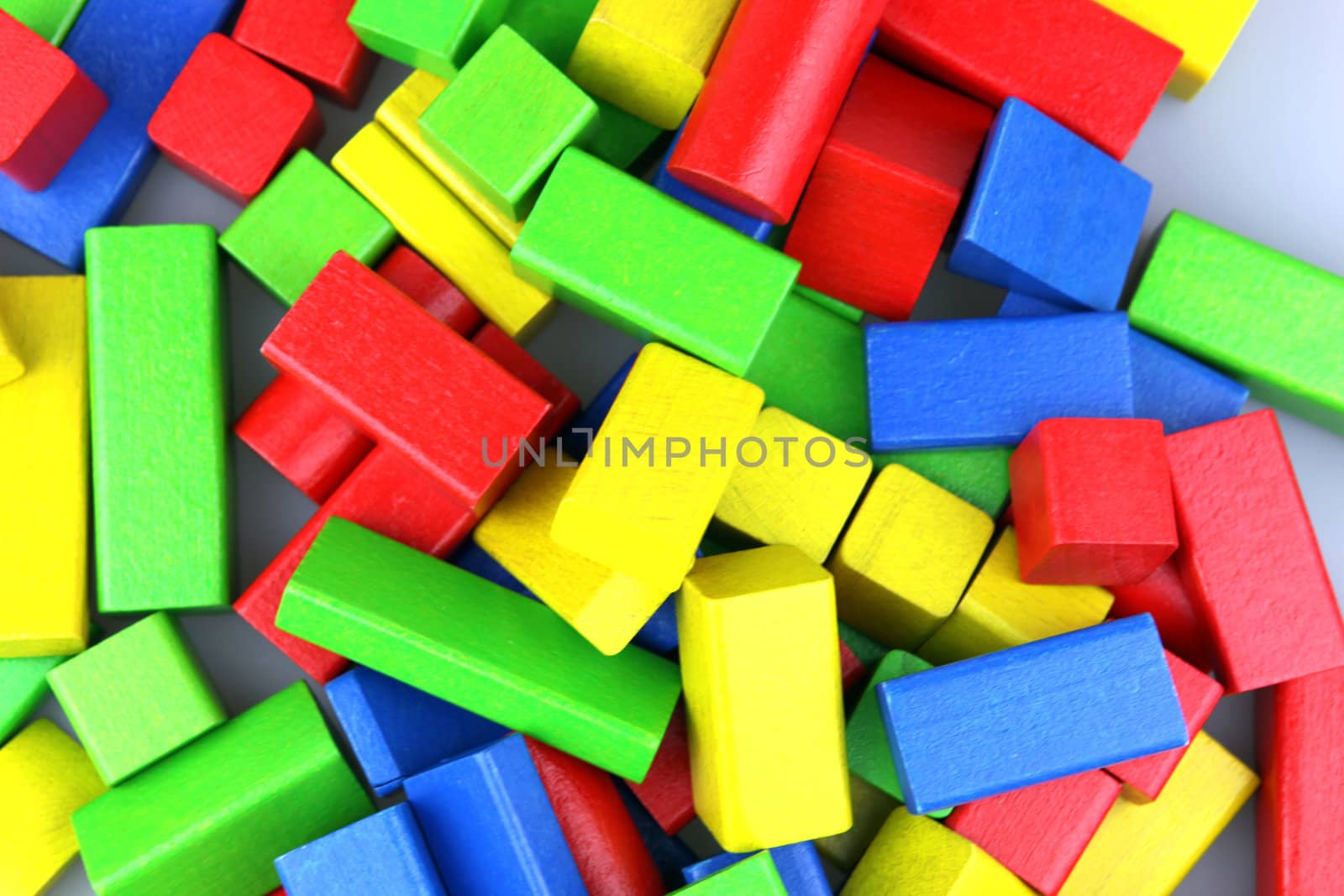 Wooden building blocks isolated on white background